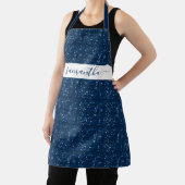 ネイビーブルーグリッターシークインパーソナライズされたスクリプト エプロン (インサイチュ)