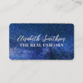 ネイビーブルーグリッタースフェミニンテリアパーソナライズされた 名刺 (正面)