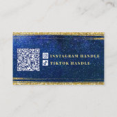 ネイビーブルーグリッタースフェミニンテリアパーソナライズされた 名刺 (裏面)