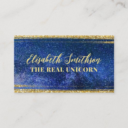 ネイビーブルーグリッタースフェミニンテリアパーソナライズされた 名刺 (正面)