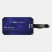 ネイビーブルーグリッタードリップモノグラム ラゲッジタグ (裏面横)