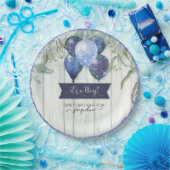 ネイビーブルーグリッターバルーンユーカリプタスベビーシャワー ペーパープレート (パーティー)