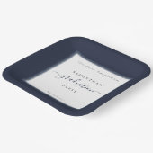 ネイビーブルーグリッターフレーム名年卒業パーティー ペーパープレート (傾斜あり)