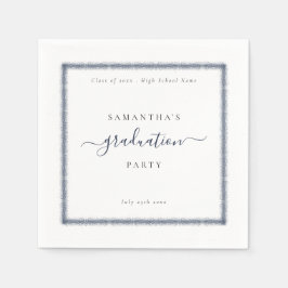 ネイビーブルーグリッターフレーム年名卒業パーティー スタンダードカクテルナプキン