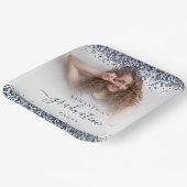 ネイビーブルーグリッター写真名卒業2024パーティー ペーパープレート (傾斜あり)