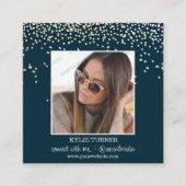 ネイビーブルーグリッター写真 |ソーシャルメディア | QRコード スクエア名刺 (正面)