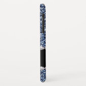 ネイビーブルーグリッター&ジェムと名前とモノグラム Case-Mate iPhoneケース (裏面/左)