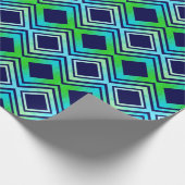 ネイビーブルーグリーンとティール（緑がかった色）ラッパターン（の模様が）あるピング紙 ラッピングペーパー (角)