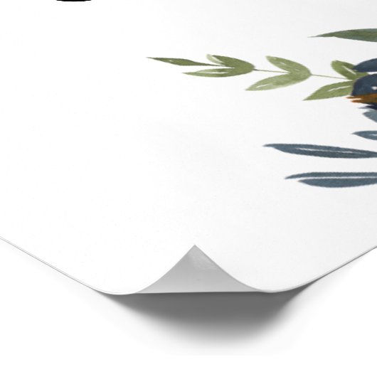 ネイビーブルーグリーンのエンゲージメントパーティーウェルカム ポスター (角)