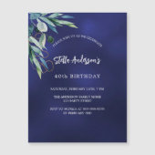 ネイビーブルーグリーンの贅沢な誕生日 マグネット招待状 (正面)