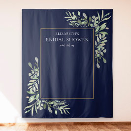 ネイビーブルーグリーンウェディングシャワーフォトバックドロップ タペストリー