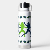 ネイビーブルーグリーンシーホークスサッカーシルエット ウォーターボトル (背面)