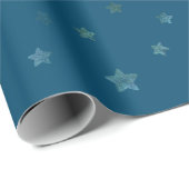 ネイビーブルーグリーンスターズ ラッピングペーパー (ロールコーナー)