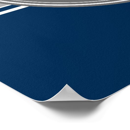 ネイビーブルーグリーンスポーツジャージストライプーの名前番号 ポスター (角)