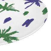 ネイビーブルーグリーンパームパターン カッティングボード (角)