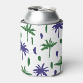 ネイビーブルーグリーンパームパターン 缶クーラー (缶正面)