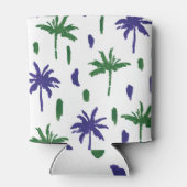 ネイビーブルーグリーンパームパターン 缶クーラー (裏面)