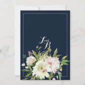 ネイビーブルーグリーンピンクホワイトフローラカントリー結婚式 招待状 (裏面)