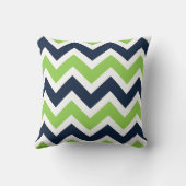 ネイビーブルーグリーンホワイトシェブロンパターン枕 クッション (裏面)