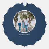 ネイビーブルーグリーンリースメリークリスマス オーナメントカード (裏面)