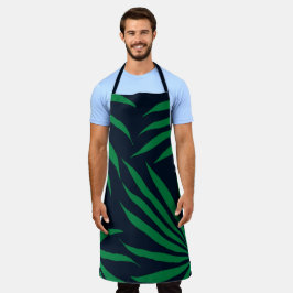 ネイビーブルーグリーンリーフトライバルパターンアフリカパターン エプロン