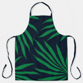 ネイビーブルーグリーンリーフトライバルパターンアフリカパターン エプロン (正面)