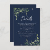 ネイビーブルーグリーンリー植物水色結婚ズ エンクロージャーカード (正面/裏面)