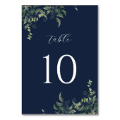 ネイビーブルーグリーンリー植物水色結婚ズ テーブルナンバー (裏面)