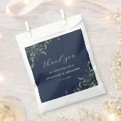 ネイビーブルーグリーンリー植物水色結婚ズ フェイバーバッグ (クリップ留めされた状態)