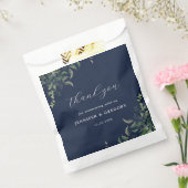 ネイビーブルーグリーンリー植物水色結婚ズ フェイバーバッグ (封をした状態)