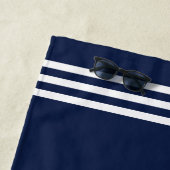 ネイビーブルーグリーンリー航海のモノグラムレイクハウス ビーチタオル (インサイチュ)