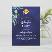 ネイビーブルーグリーンリー2025卒業パーティー 招待状 (スタンド正面)