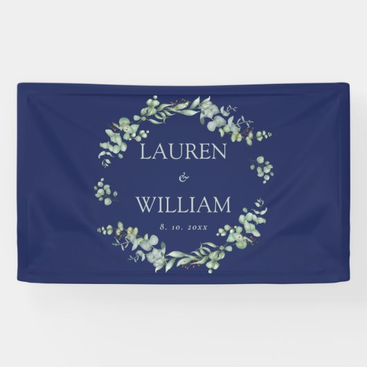 ネイビーブルーグリーン結婚リー 横断幕 (横)