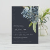 ネイビーブルーグリーン金ゴールドフローラブライダルシャワー招待状 サンキューカード (スタンド正面)