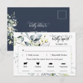 ネイビーブルーグリーン離れの応答カード4食選択 出欠カード (正面/裏面)