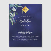 ネイビーブルーグリーン高級卒業式パーティー2025 マグネット招待状 (正面)