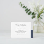 ネイビーブルーグレイストライプホワイト結婚ホテル詳細 エンクロージャーカード (スタンド正面)