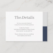 ネイビーブルーグレイストライプホワイト結婚ホテル詳細 エンクロージャーカード (正面)