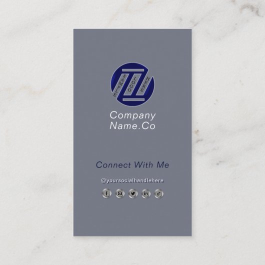 ネイビーブルーグレイミニマルディスプレイフォトプロフェッショナル 名刺 (裏面)