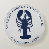 ネイビーブルーグレイロブスタービーチハウスピロー ラウンドクッション (裏面)