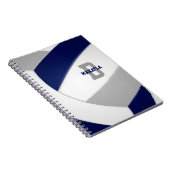 ネイビーブルーグレーの女の子の男の子バレーボール ノートブック (右側)