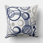 ネイビーブルーグレーサークル抽象デザイン クッション (裏面)