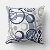 ネイビーブルーグレーサークル抽象デザイン クッション (正面)