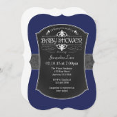 ネイビーブルーグレーシャルボードベビーシャワー招待状 招待状 (正面/裏面)