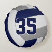 ネイビーブルーグレーチームカラーキッズバレーボール ラウンドクッション (裏面)