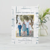 ネイビーブルーグレーパターン写真父の日カード 招待状 (スタンド正面)