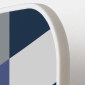 ネイビーブルーグレーホワイトチェッカーボパーソナライズされたード ピックルボールラケット (左詳細)