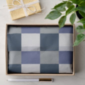 ネイビーブルーグレーホワイトチェッカーボーチェッカード 薄葉紙 (ギフト)