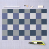 ネイビーブルーグレーホワイトチェッカーボーチェッカード 薄葉紙 (クラフト)