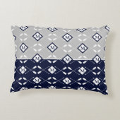 ネイビーブルーグレーモノグラムパドルレイクハウスアクセントP アクセントクッション (裏面)